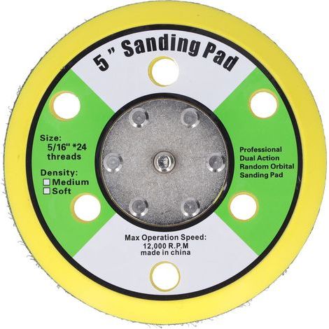 5" Pneumatic Sanding Pad with PU Hook and Loop Backing 5/16-24, 12,000 RPM (1/5)