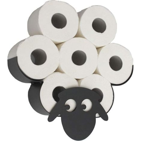 Toilet Paper Holder, Black Metal Sheep Shape Toilet Paper Holder, Freestanding Wall Mounted Storage for All Kinds of Animals (1/5)