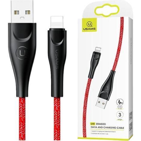 Usams Geflochtenes Kabel U41 Lightning 3m2A rot/rot SJ397USB02 (US-SJ397) Schnellladefunktion (1/5)