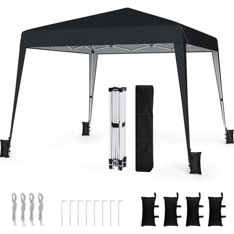 COSTWAY Gazebo 3X3 Esterno Giardino Terrazzo Campeggio Mercatini Fiere Spiaggia Tetto Grande Telo Tessuto Oxford Robusto Resistente Raggi Sole Vento Pieghevol (1/5)