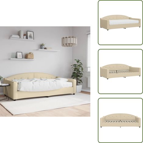 The Living Store Tagesbett mit Matratze Creme 100x200 cm Stoff - Schlafsofa (1/5)