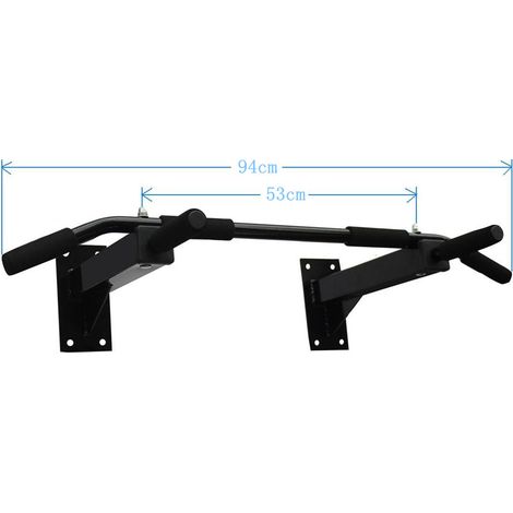 Barre de traction murale 94 cm, poignées en mousse antidérapantes, noire OKMYHOME