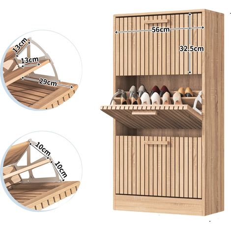Meuble à chaussures, Design compact, Rangement spacieux, Naturel (1/2)