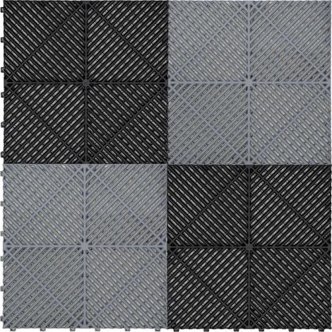 Vented Garage Floor Tiles With Edges – 60 Black & 60 Grey