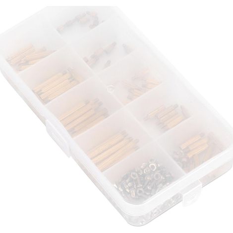 Kit d'assortiment de 270 entretoises moletées en laiton à tête unique, vis et écrous M2 (1/2)