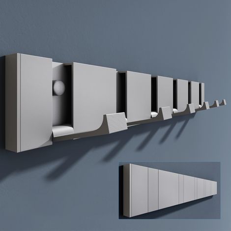 doporro Garderobenhaken Wand Moderne，Wandgarderoben aus Aluminium Garderobenleiste klappbar kleiderhaken mit 6 Beweglichen Haken，wandhaken Grau (1/5)