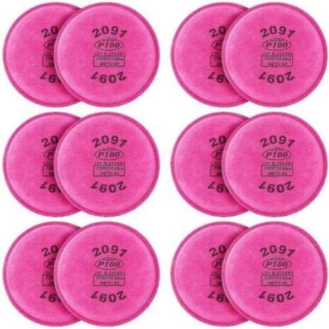 12 Pcs 2091 P100 Particulate Filter Replacement For 6000 6200 6800 7000 Ff-4 Model 2091 P100 Filter (1/5)