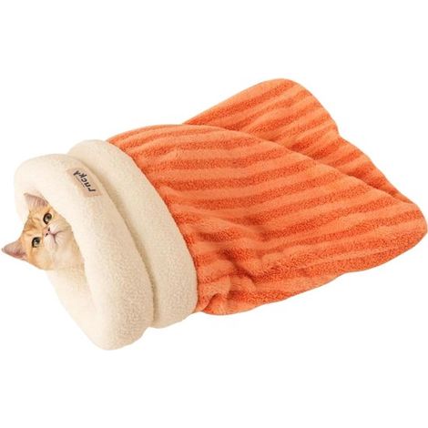 Sac de couchage pour chien - Lit pour chat - Intérieur et extérieur - Matière résistante aux griffures - Grande taille - Orange (1/5)