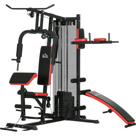 Stazione Fitness Multifunzione 225x175x200 cm in Acciaio e PU Nero (1/5)