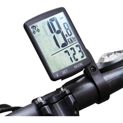 Compteur de vitesse sans fil LCD pour vélo avec mémoire automatique et mesure de la température - Blanc (1/5)
