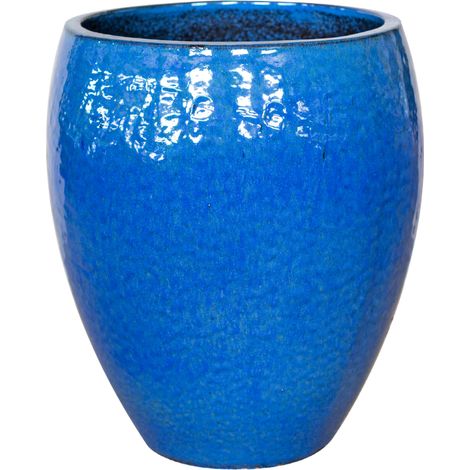 Keramischer Blumentopf Poseidon - Meerblau - Ø 36 cm ↑ 43 cm (1/2)