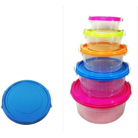 5 CONTENITORI SALVA FRESCHEZZA ALIMENTI CIBO PER MICROONDE LAVASTOVIGLIE FREEZER