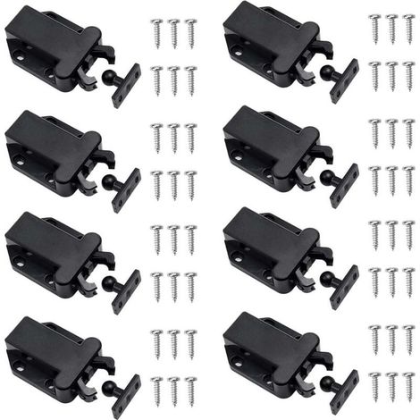 Lot de 8 loquets à libération tactile – Loqueteau pour meuble en plastique ABS – Mécanisme à ressort intégré – Installation facile (1/5)