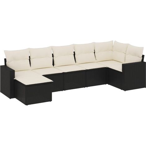 Maison Exclusive - Set Divani da Giardino con Cuscini 7pz Nero Polyrattan (1/5)