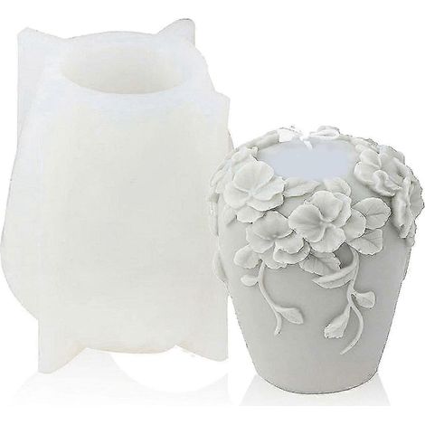 Moule en silicone cylindrique pour bougies (motif fleurs en rotin 3D) – Idéal pour l'aromathérapie (1/5)