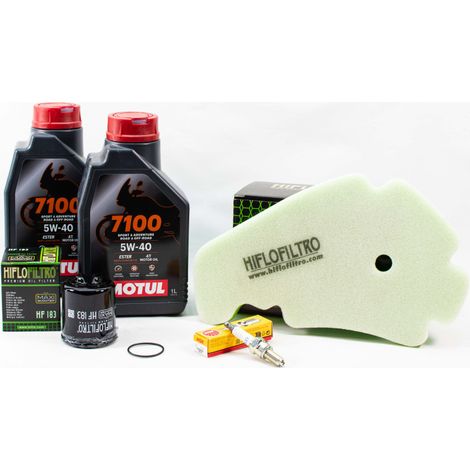 Kit Révision Filtres Bougies pour PIAGGIO MP3 300 LT ie Sport de 2009 à 2014 - MOTUL 7100 5w40 2L
