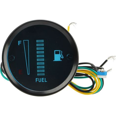 Jauge de niveau de carburant pour moto, diamètre du boîtier 52mm, affichage lumineux LED, compteur de réservoir 12V vert (1/5)