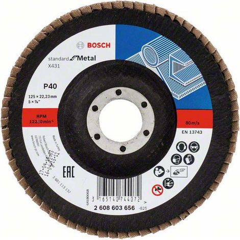 Bosch Accessories 2608603656 X431 Fächerschleifscheibe Durchmesser 125 mm Bohrungs-Ø 22.33 mm Körnun (1/5)