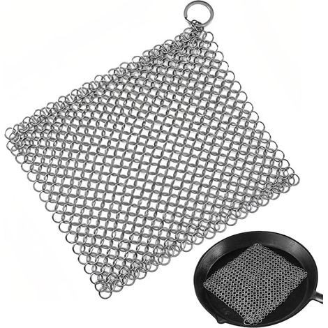 Nettoyant pour fonte, 17,5 x 17,5 cm, en acier inoxydable, pour tous les types de poêles à frire, poêles en fonte, barbecues et fours hollandais (1/5)