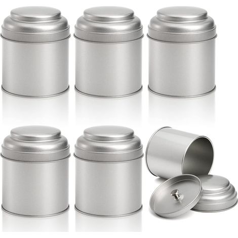scatole di latta per tè sfuso con doppio coperchio ermetico, scatola rotonda in latta da 50 g, piccoli contenitori da cucina per conservare tè, caffè, zucchero, erbe aromatiche e spezie, argento