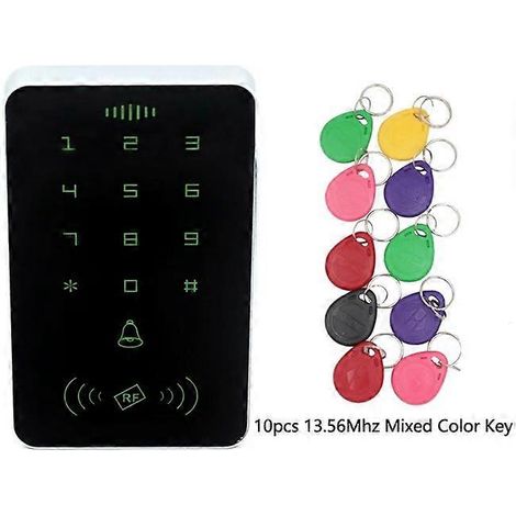 Système de verrouillage de porte avec lecteur de cartes 13,56 MHz, 1000 utilisateurs, contrôle d'accès RFID, clavier, panneau numérique, système de contrôle d'accès intelligent, circuit intégré et 10 (1/5)