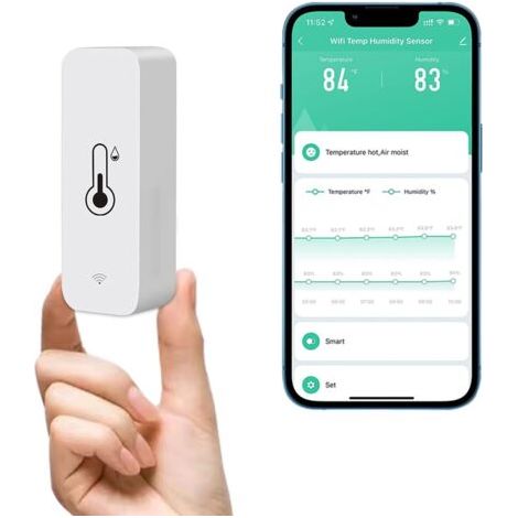 Capteur hygromètre thermomètre WiFi, moniteur de température et d'humidité sans fil pour la maison, surveillance à distance en temps réel Thermohygromètre intelligent avec stockage de données NPTERBL (1/5)