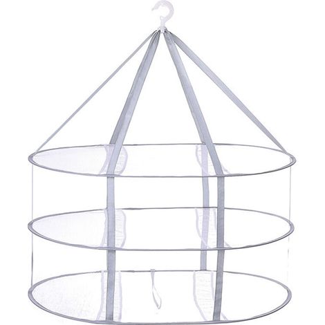 Filet de séchage pliable en maille avec 3 niveaux pour pull, délicat, maillot de bain, t-shirt, fruits secs, surface de séchage coupe-vent en maille avec bande de fixation robuste