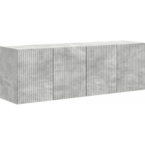 Mobile TV da parete 2 pz pratico moderno minimalista portaoggetti 59,5 x 31 x 40 cm in legno ingegnerizzato grigio cemento 020055010