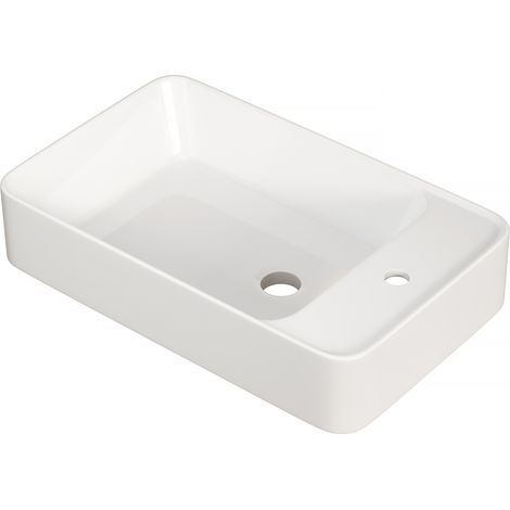 60 cm avec 1 trou pré-percé : vasque lavabo salle de bain, usage quotidien, monobloc solid surface sans joint (1/5)