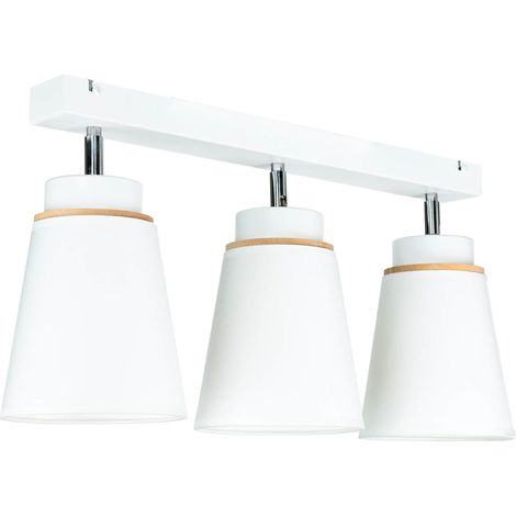 Deckenleuchte E27 Weiß Stoff Metall 3-flammig B: 56,5 cm Deckenspot Wohnzimmer
