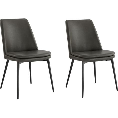 CHITA Polsterstuhl 2er Set ergonomisch mit Rückenlehne, Kunstleder, Metallgestell, Esszimmerstuhl, Bürostuhl, Küchenstuhl, 4-Fuß-Stuhl