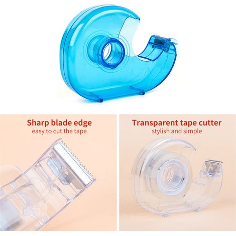 Coupe-ruban de bureau transparent, utilisation manuelle, distributeur d'adhésif en plastique pratique, portable et léger,10,2 x 7,2 x 2,5 cm, largeur appropriée de 24 mm (1/5)