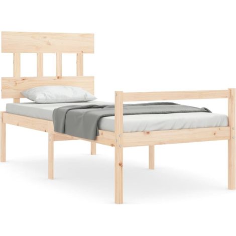 Maison Exclusive - Lit pour personne âgée et tête de lit 90x200 cm bois massif (1/5)
