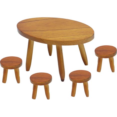 Table ronde miniature 1:12 avec chaises design, mobilier de poupée artisanal, ensemble élégant pour maison de poupée. (1/5)