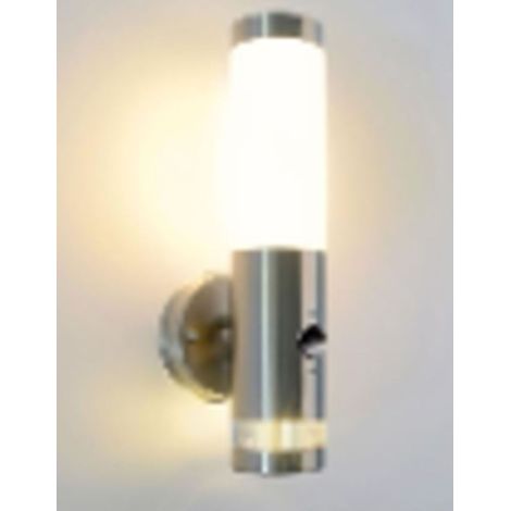 Außenwandlampe Edelstahl Bewegungssensor E27 IP44 34 cm hoch in Silber Weiß Modern