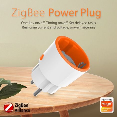 Prise connectée ZigBee conforme aux normes européennes, version haute puissance 16 A avec compteur, contrôle à distance via application mobile et statistiques de consommation électrique. (1/5)