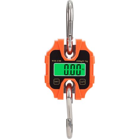 Irovami Balance électronique portable 250 kg avec écran LCD rétroéclairé, affichage en kg/lb, bouton unique, idéale pour la maison, les objets du quotidien et la pêche en extérieur (1/5)