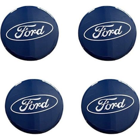 Silberne Ford-Radkappen, 4er-Set, 60 mm, mit blauer Radnabenmitte. - Silberne Ford-Radkappen, 4er-Set, 60 mm, mit blauer Radnabenmitte. (1/5)