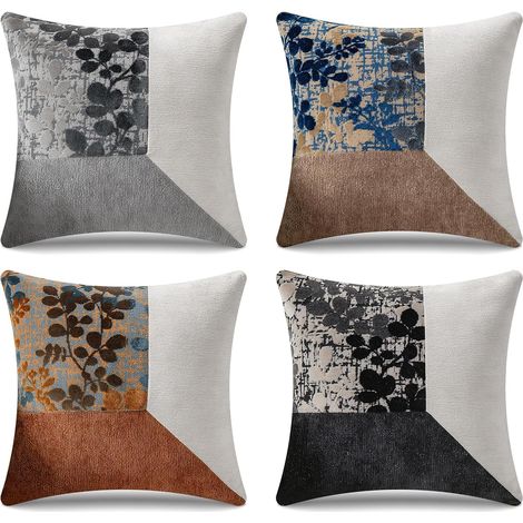 JSSEVN - Set of 4 Cushion Covers, Pillowcases 45x45 cm, Modern Cushion Covers, Pillowcases for Sofa, Pillowcases for Home/Living Room/Bedroom (1/5)