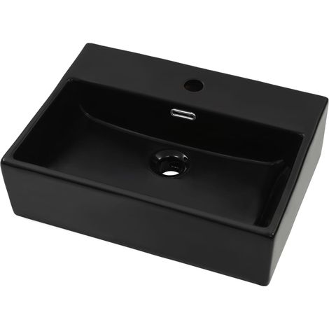 Vasque avec trou de robinet en céramique 51,5 x 38,5 cm noir