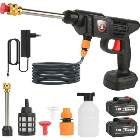 Pistolet de lavage voiture 50Bar, batterie 20000mAh, sans fil, haute pression, producteur de mousse, pour nettoyage jardin et maison, avec 2 batteries.