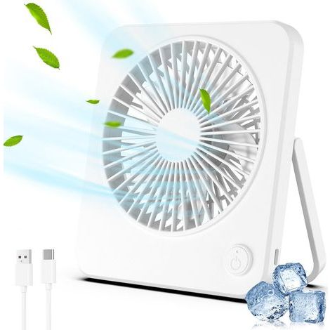 USB Tischventilator leise Mini Ventilator für Schreibtisch mit 3 Geschwindigkeitsstufen für Home Office, Schlafzimmer & Tisch PC, Weiß (1/4)