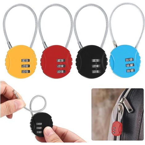 Set di 4 lucchetti a combinazione - Lucchetto per valigia a 3 cifre - Lucchetto a combinazione - Lucchetto piccolo con combinazione - Reset senza chiave - Adatto per valigie e armadi (1/5)