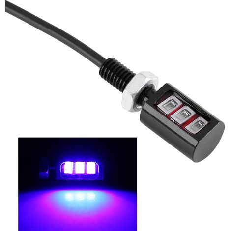 2x Vis de Plaque d'Immatriculation Universelles 12V pour Auto Moto, Ampoule LED Bleue, Écrous Boulons (1/5)