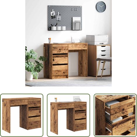 vidaXL Bureau télétravail - Bureau Bois Ancien 90 x 37,5 x 75 cm Bois d'ingénierie (1/5)
