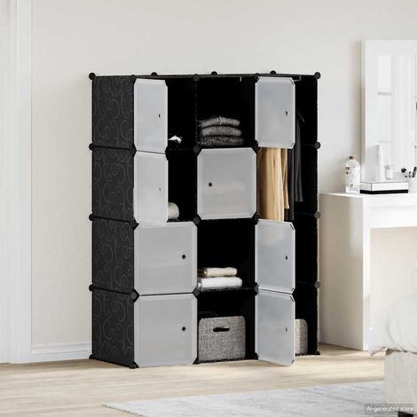 Armoire modulaire 9 compartiments-Meuble de rangement noir et blanc 109x36,5x143 cm 199263 (1/5)