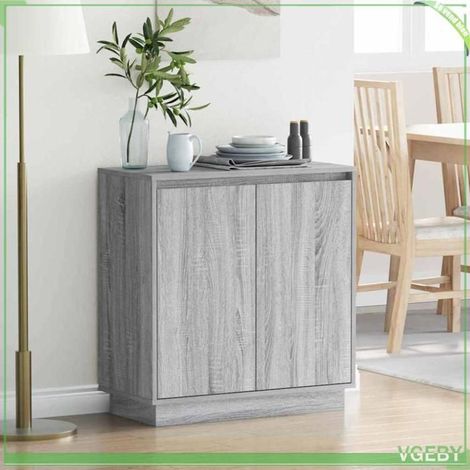 Buffet - ABI - Gris sonoma - Bois d'ingénierie - 2 portes - Bandes LED intégrées (1/5)