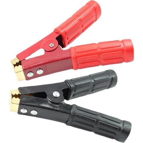 Lot de 2 pinces crocodiles pour chargeur de batterie de voiture en cuivre pur 1000 A pour entrée 12 V 24 V 36 V, (1/5)