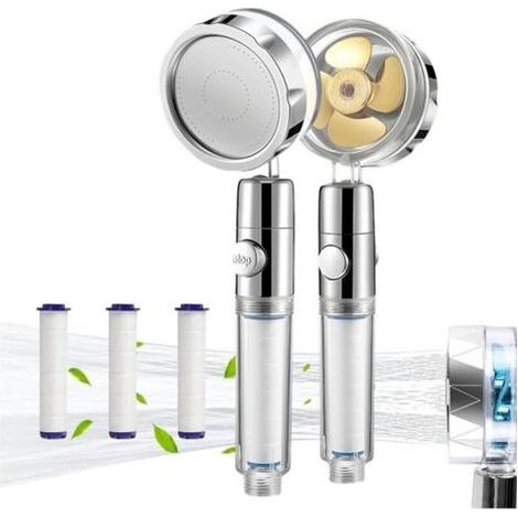 Pommeau de douche rotatif 360° à économie d'eau, anti calcaire, filtre intégré, fonction d'arrêt, idéal pour protéger peau et cheveux (1/5)