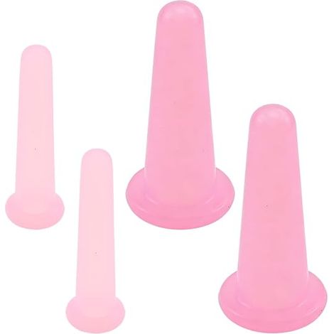 Set mit 4 Silikon-Gesichtssaugnäpfen – Anti-Falten- und Lifting-Saugnäpfe für die Gesichts- und Augenkonturmassage (Pink) (1/5)